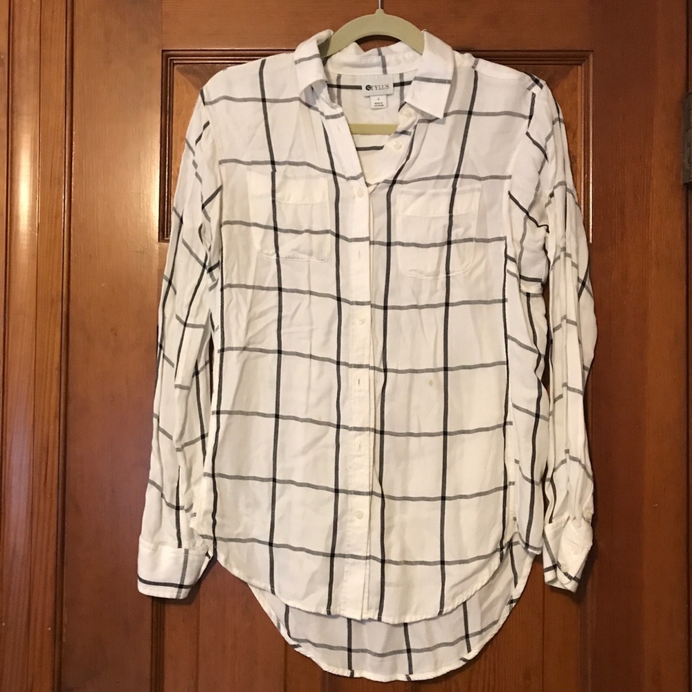 White plaid blouse